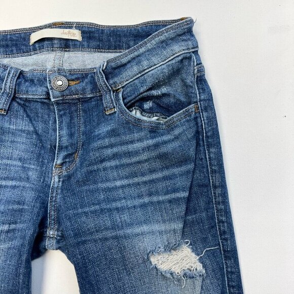 Daytrip Womens Skinny Jeans Blue Distressed Stone Wash Low Rise Denim 26R - Picture 4 of 11
